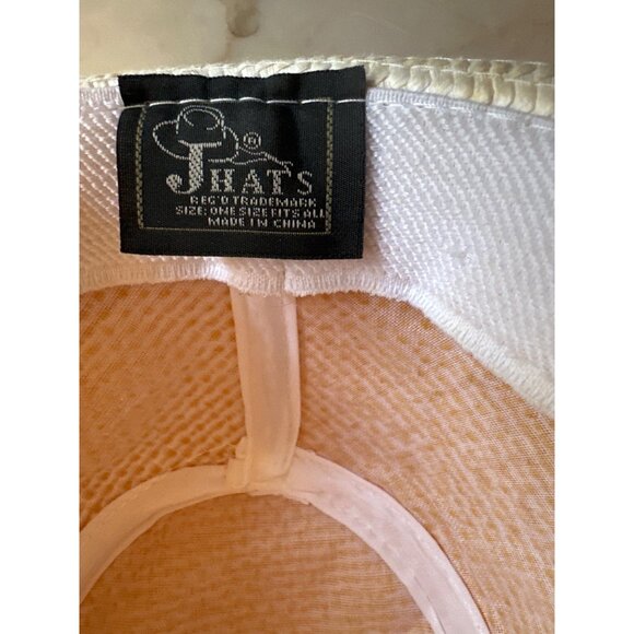 White Straw Fedora Hat With Tropical Band One Size - Picture 4 of 4